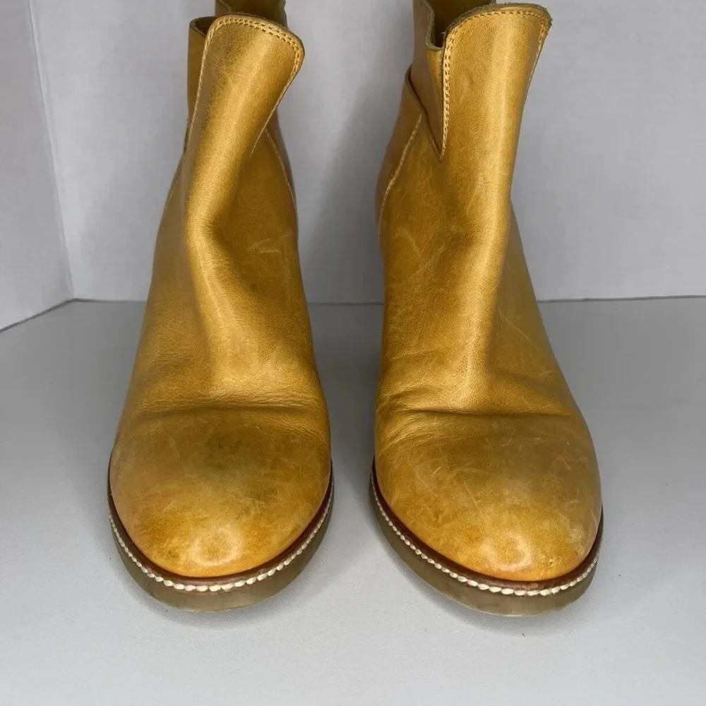 Shabbies Amsterdam Womens 39 US 8.5 Ankle Boots Cognac Tan Booties Leather 3" H - Picture 6 of 12